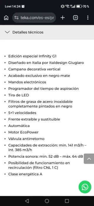 Campana extractora Teka CNL 6415 PLUS G1