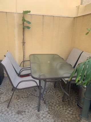 Mesa de jardín cristal y metal