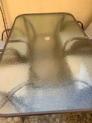 Mesa de jardín cristal y metal
