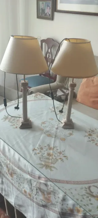 Lámparas de mesa rosa palo