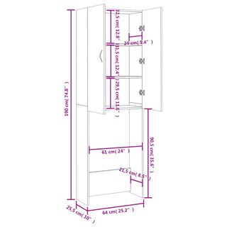 Armario para Lavadora 64x25,5x190 cm Roble