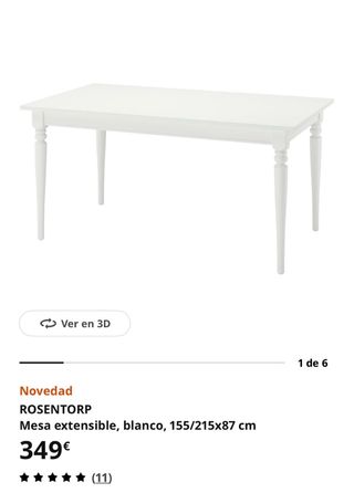 Mesa extensible ROSENTORP blanca