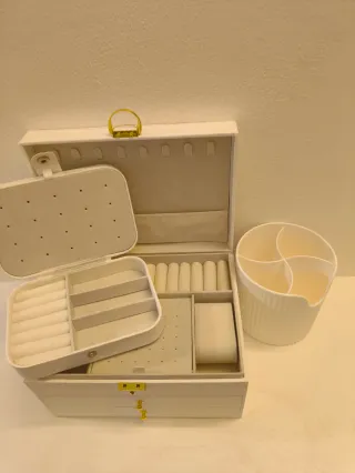 Set organizer trucchi e gioielli bianco