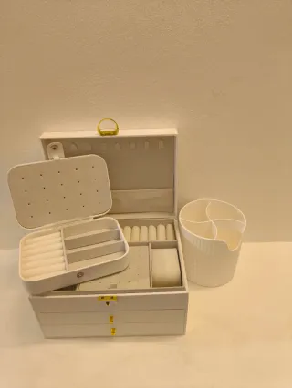 Set organizer trucchi e gioielli bianco