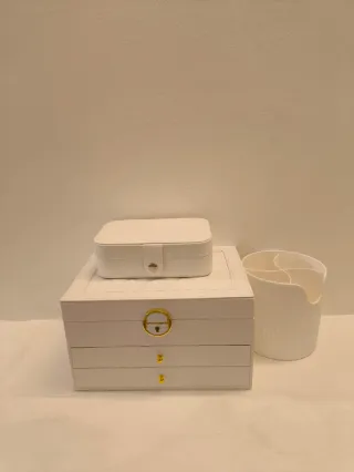 Set organizer trucchi e gioielli bianco
