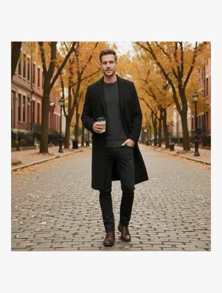 Abrigo largo de lana negro