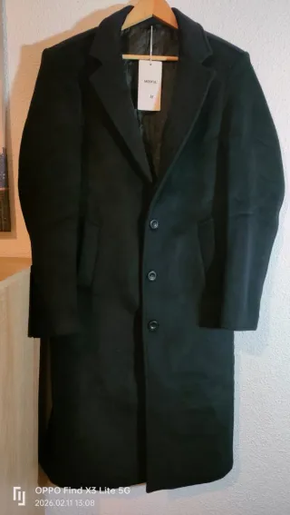 Abrigo largo de lana negro