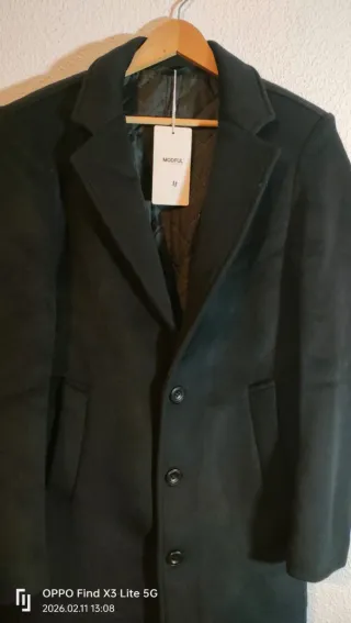 Abrigo largo de lana negro