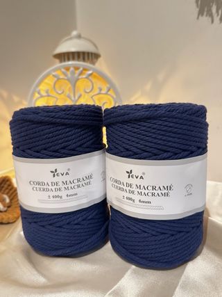 2 unidades Cordão Macramé Azul 400g 4mm