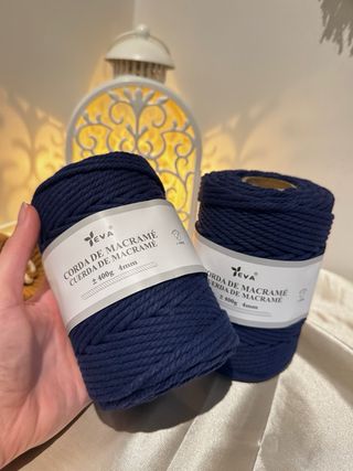 2 unidades Cordão Macramé Azul 400g 4mm