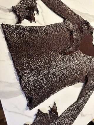 Maglia vintage leopardata a maniche lunghe