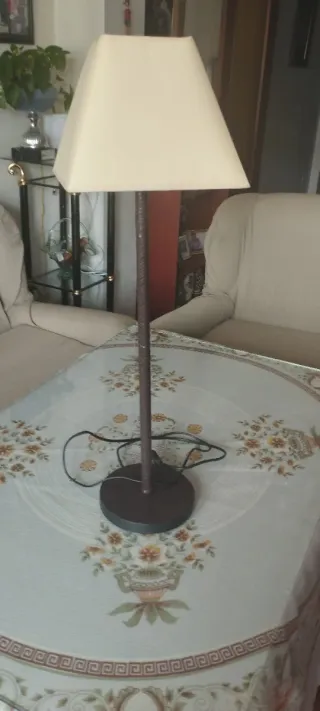 Lámpara de mesa de piel marron