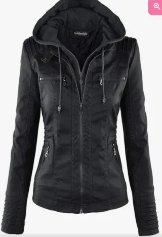 Chaqueta negra con capucha para mujer