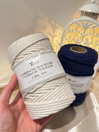 2 unidades Cordão Macramé 400g 4mm Azul e Creme