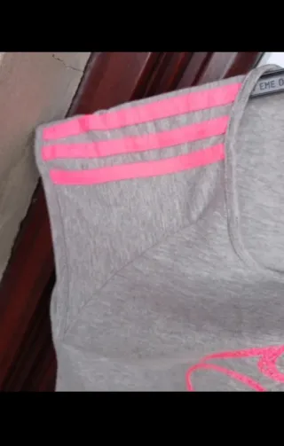 Camiseta Adidas Mujer Gris Rosa Talla M