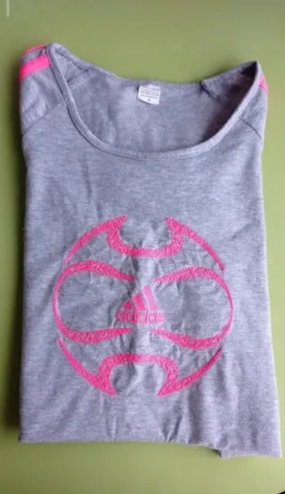 Camiseta Adidas Mujer Gris Rosa Talla M