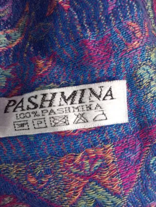 Bufanda Pashmina Azul y Morado,pashmina natural.
