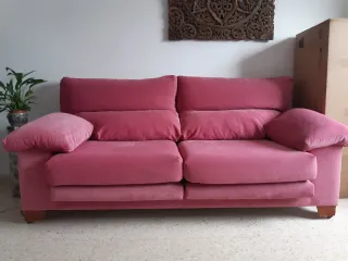 Sofá 3 plazas terciopelo rosa desenfundable