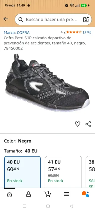 ZAPATO SEGURIDAD COFRA PETRI SPI Talla 42