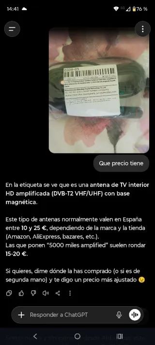 Antena TV Digital Interior con Amplificador