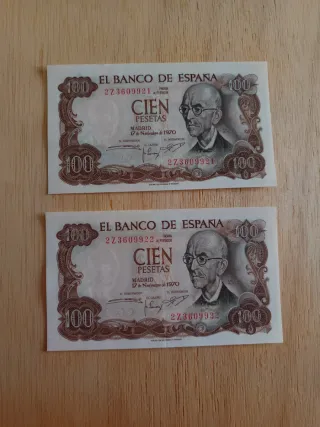 Billetes 100 Pesetas Banco de España 1970