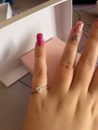 Anillo de compromiso plata corazón talla 13