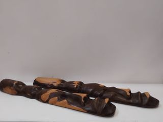 Coppia di sculture in legno artigianali