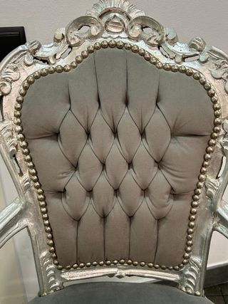 Sillón Rococó Vintage Exclusivo Gris/Plata