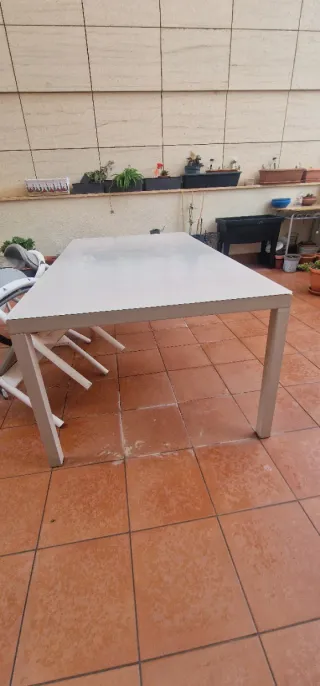 Mesa de exterior cristal y aluminio 1,80×1,00metro