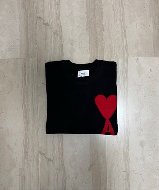 Jersey Ami Paris Negro Corazón Rojo Talla S
