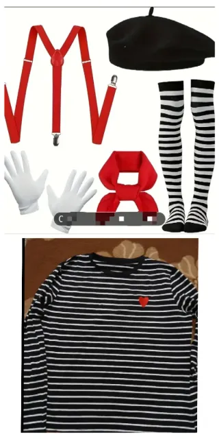 Disfraz Mimo Hombre Talla L 6 Piezas