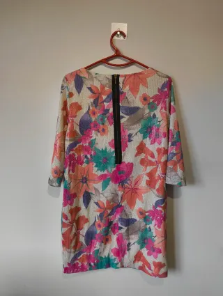 Vestido Fiesta Zara Talla S Lentejuelas Flores