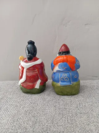 Figuras cerámica budas orientales (2 uds)