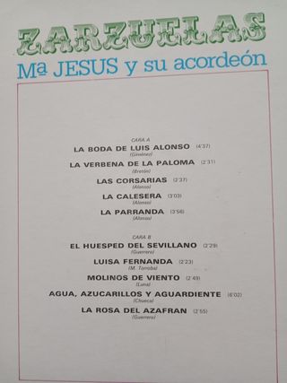 LP vinilo María Jesús y su acordeón zarzuelas.