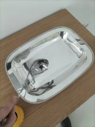 Vajilla antigua fuente servir bandeja plata alpaca