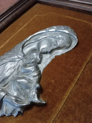 Quadro Madonna con Bambino in metallo orgentato