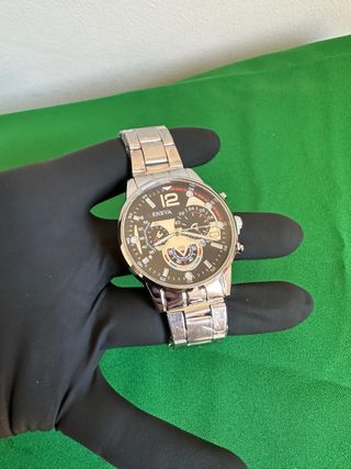 Reloj Eneva Hombre Negro y Plateado
