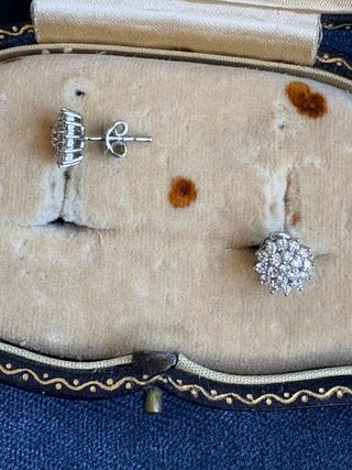 Pendientes Oro Blanco Roseta Brillantes