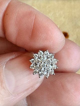 Pendientes Oro Blanco Roseta Brillantes