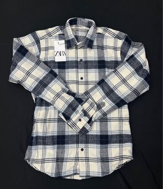 Camisa Zara cuadros azul y blanco M L Xl XXl