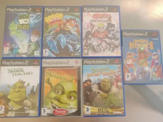 Lote 7 juegos PS2: Ben 10, Naruto, Shrek, Hamster