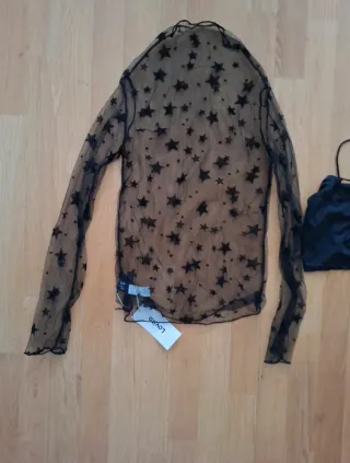 Conjunto Top Malla Estrellas y Top Fiesta