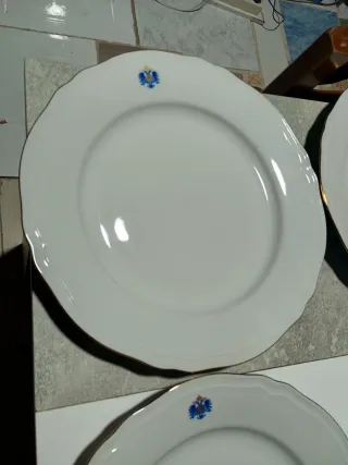 6 Platos Llanos Royal Kent Porcelana Fina Vintage