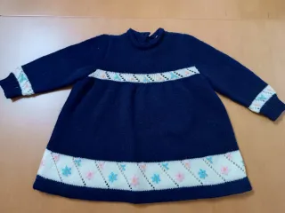 Vestido bebé 1-2 años azul tejido flores
