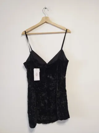 Camiseta Terciopelo Negra Mujer Talla L