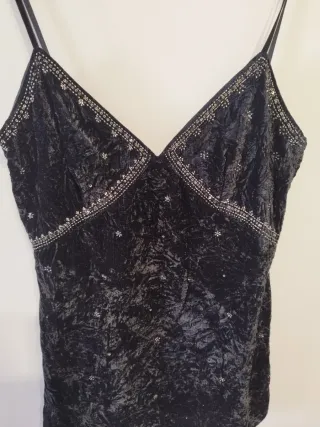 Camiseta Terciopelo Negra Mujer Talla L