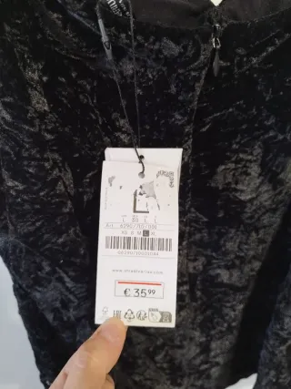 Camiseta Terciopelo Negra Mujer Talla L