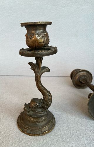 Coppia Candelabri Bronzo Anni 40/50