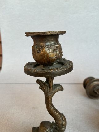 Coppia Candelabri Bronzo Anni 40/50