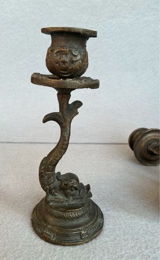 Coppia Candelabri Bronzo Anni 40/50